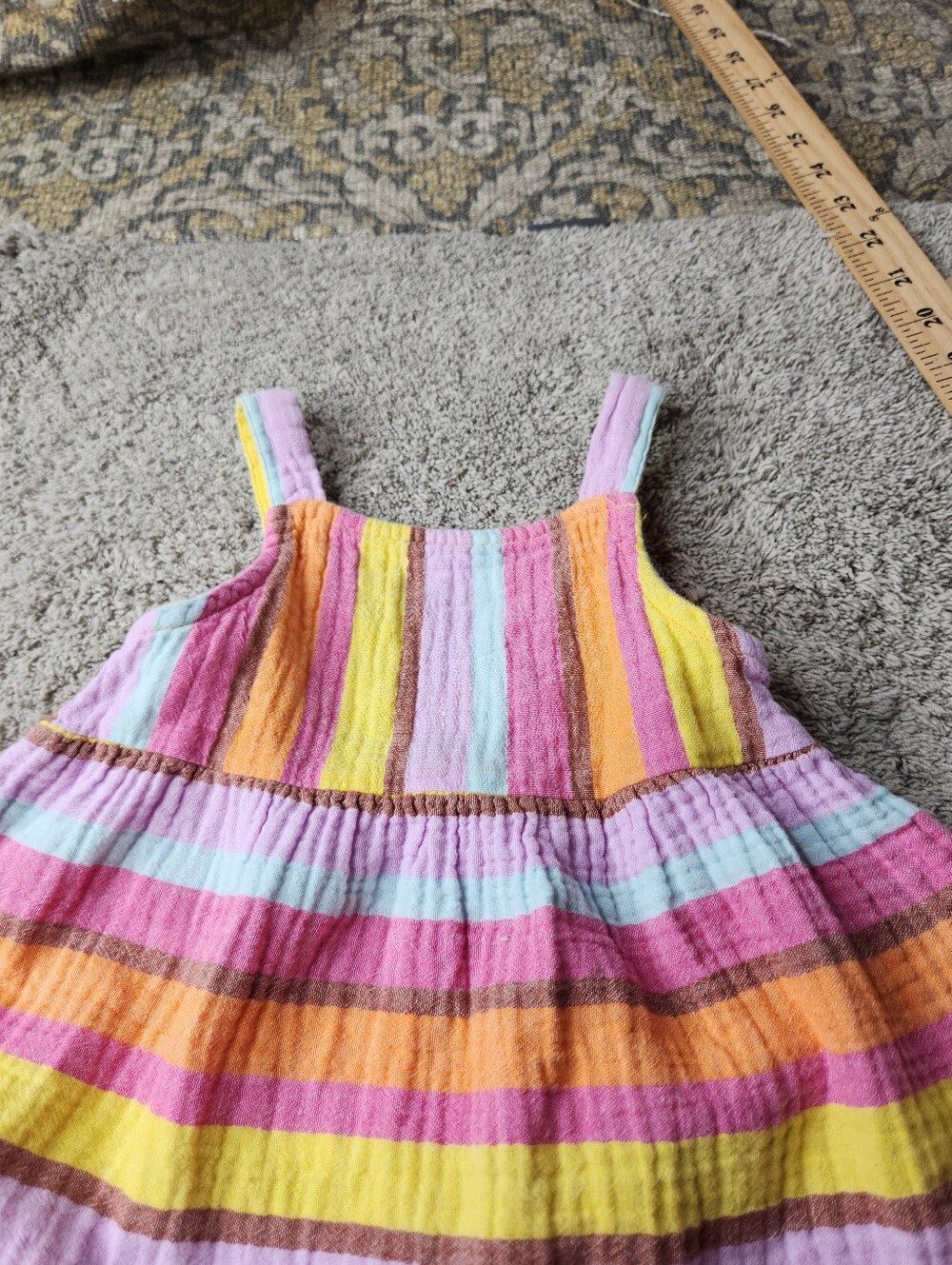 Girls' Colorful Striped Sundress - Pink, Yellow & Orange - Cat & Jack - 2T - Picture 4 of 9